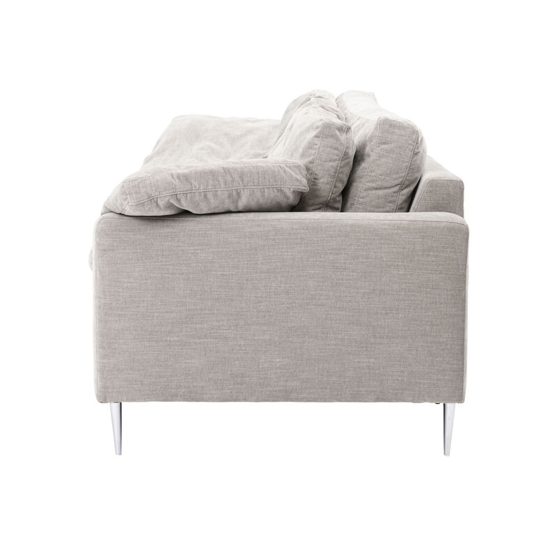 Vari Beige Textured Velvet Lounge Sofa