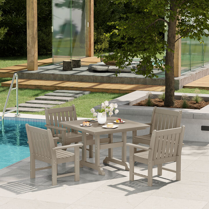 WestinTrends 5-Piece HDPE Outdoor Patio Chair and Square Table Dining Set