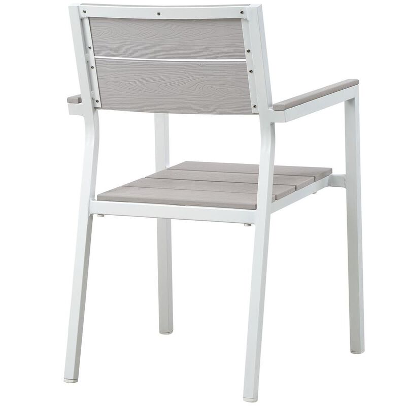 Maine 5 Piece Outdoor Patio Dining Set - White Light Gray