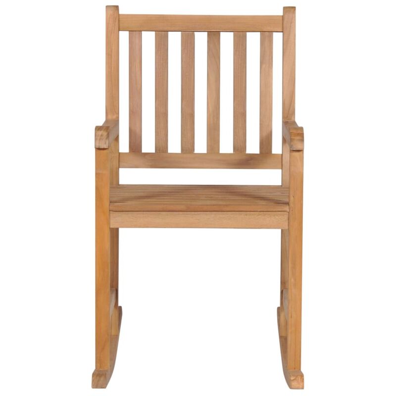 vidaXL Rocking Chair with Taupe Cushion Solid Teak Wood