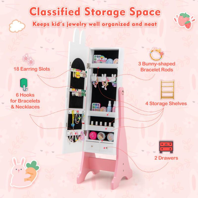 Hivvago Kids Jewelry Armoire Cabinet with 2 Tilt Angles and Large Capacity