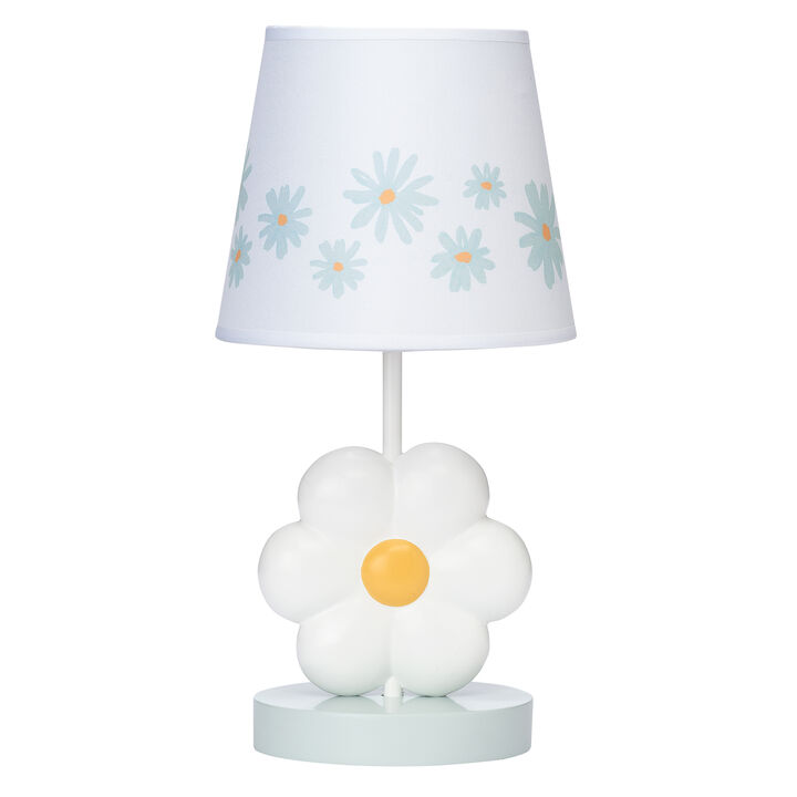 Lambs & Ivy Sweet Daisy White Floral Nursery/Child Lamp with Shade & Bulb