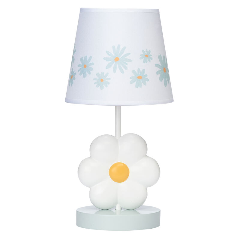 Lambs & Ivy Sweet Daisy White Floral Nursery/Child Lamp with Shade & Bulb