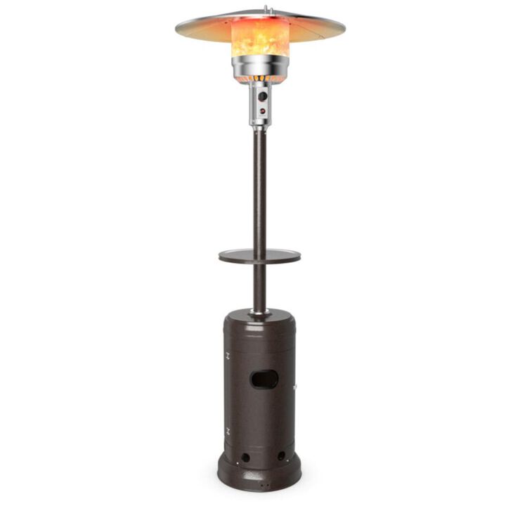 Hivvago 48,000 BTU Standing Outdoor Heater Propane LP Gas Steel with Table and Wheels