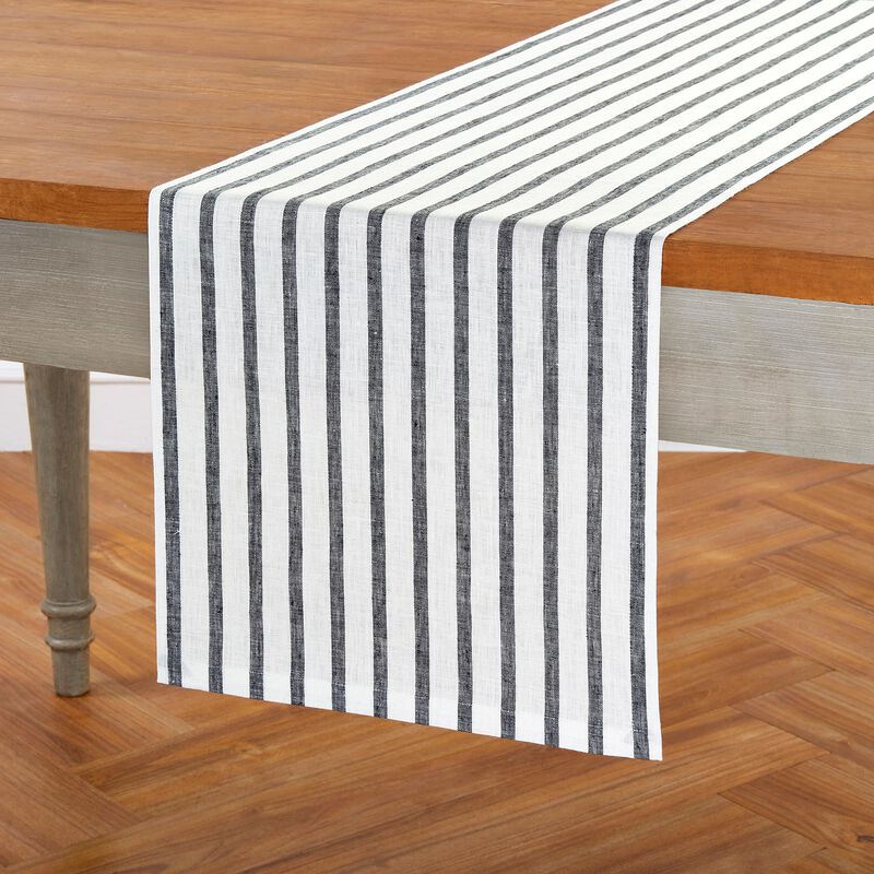 Solino Home 100% Pure Linen Table Runner | Madison Stripe