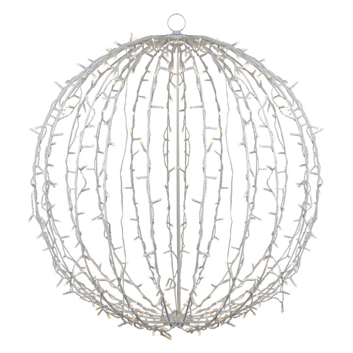 30" LED Lighted 3D Christmas Hanging Ball Decoration � Warm White Lights