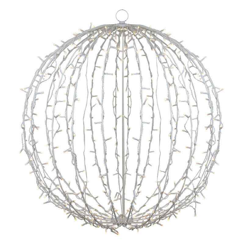 30" LED Lighted 3D Christmas Hanging Ball Decoration � Warm White Lights