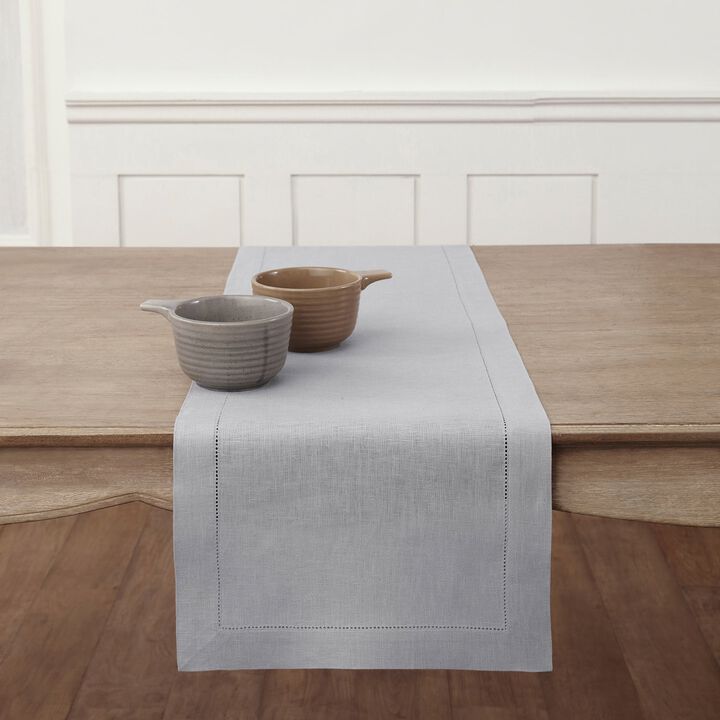 Solino Home 100% Pure Linen Table Runner | Classic Hemstitch for Thanksgiving, Christmas