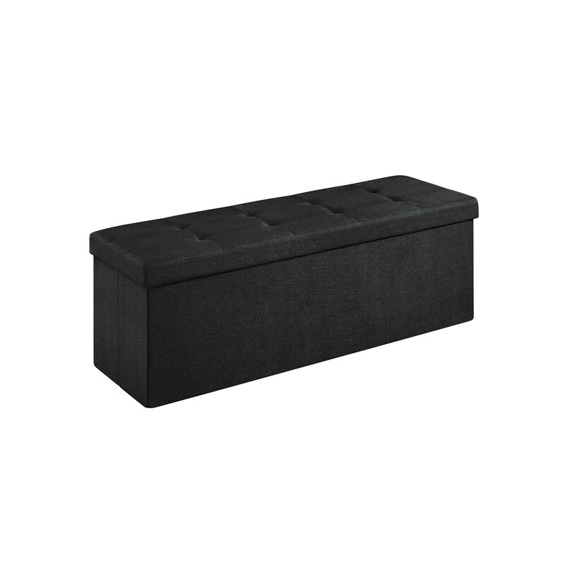 43-Inch Folding Storage Ottoman Bench with Wooden Divider - Storage Chest and Foot Rest Stool