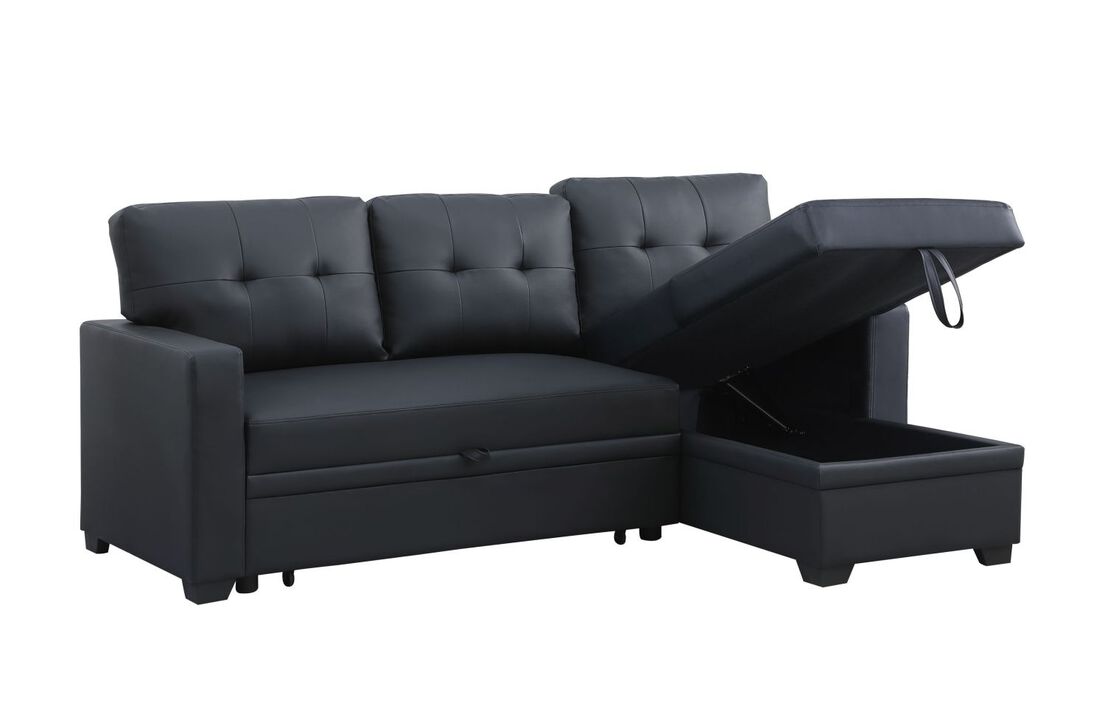 Upholstered Pull out Sectional Sofa with Chaise For Living Room
