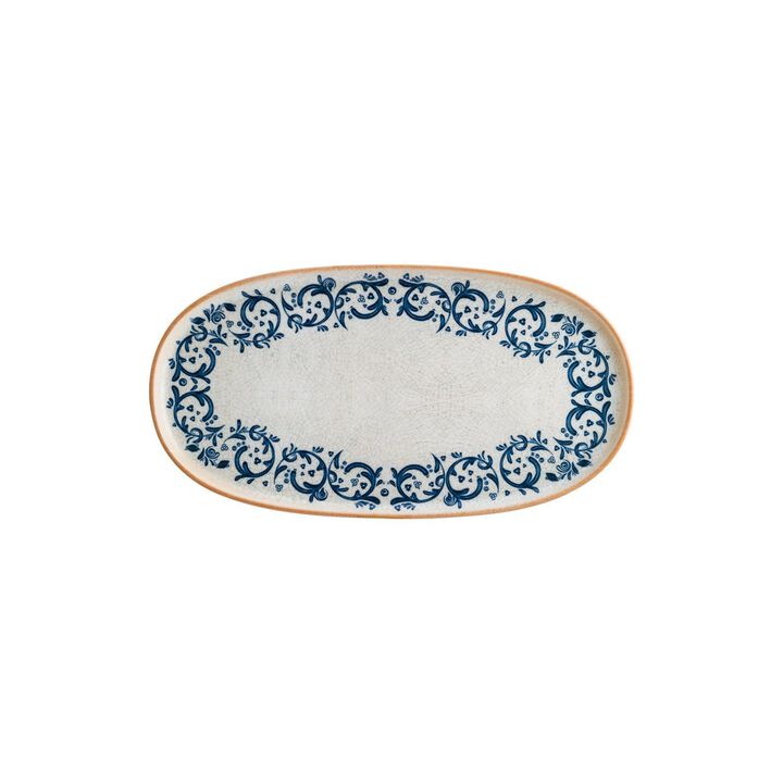 Viento 13" x 9" x h:0.75" Oval Decorated Porcelain Platter