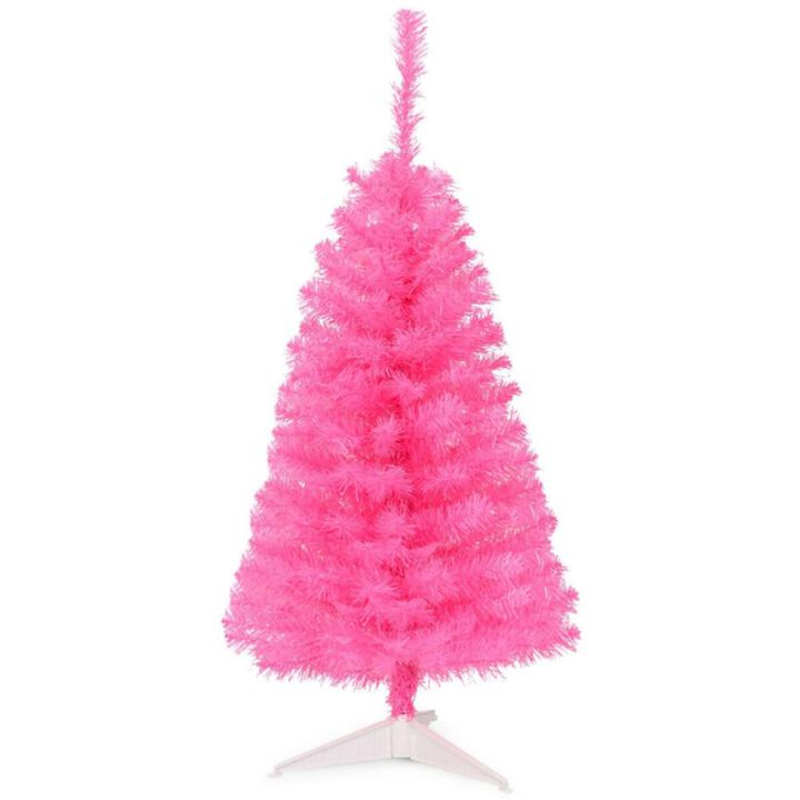 Hivvago 36 Inch Unlit Artificial Christmas Mini Tree with Plastic Stand Hivvago 36 Inch Unlit Artificial Christmas Mini Tree with Plastic Stand