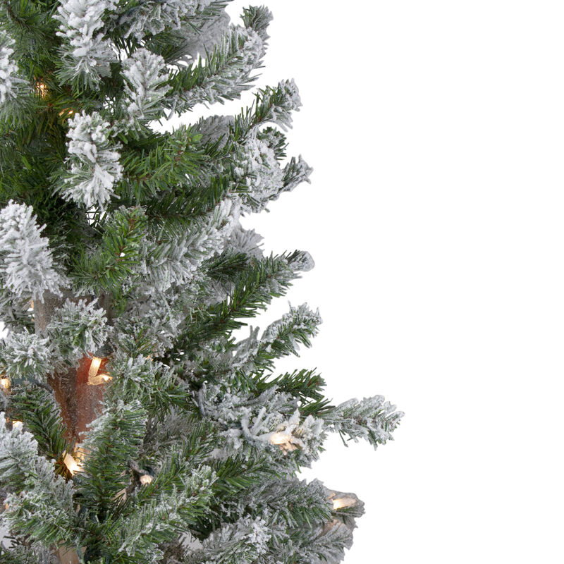 4ft Pre-Lit Flocked Alpine Artificial Christmas Tree  Clear Lights