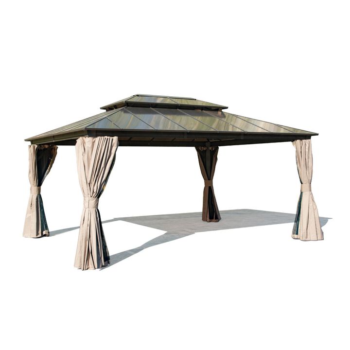 12x16ft Hardtop Gazebo with Polycarbonate Roof