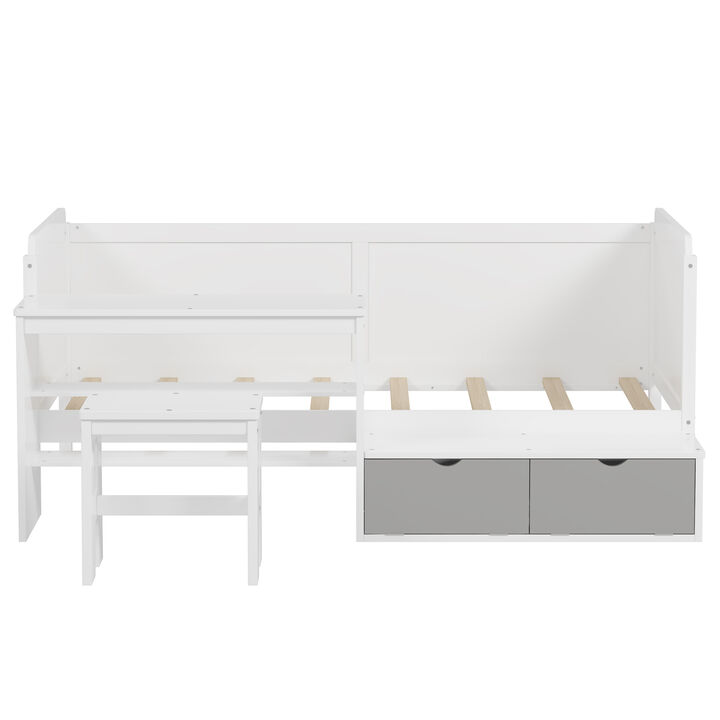 Merax Multi-functional Daybed Bed with Study Desk and 1 Stool