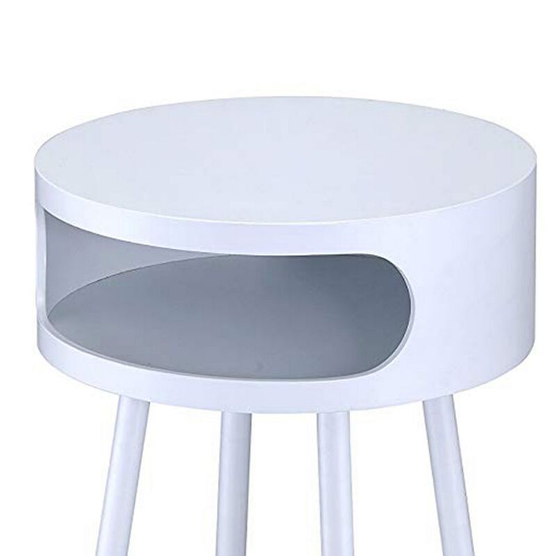 Sonria Round End Table, White & Natural-Benzara
