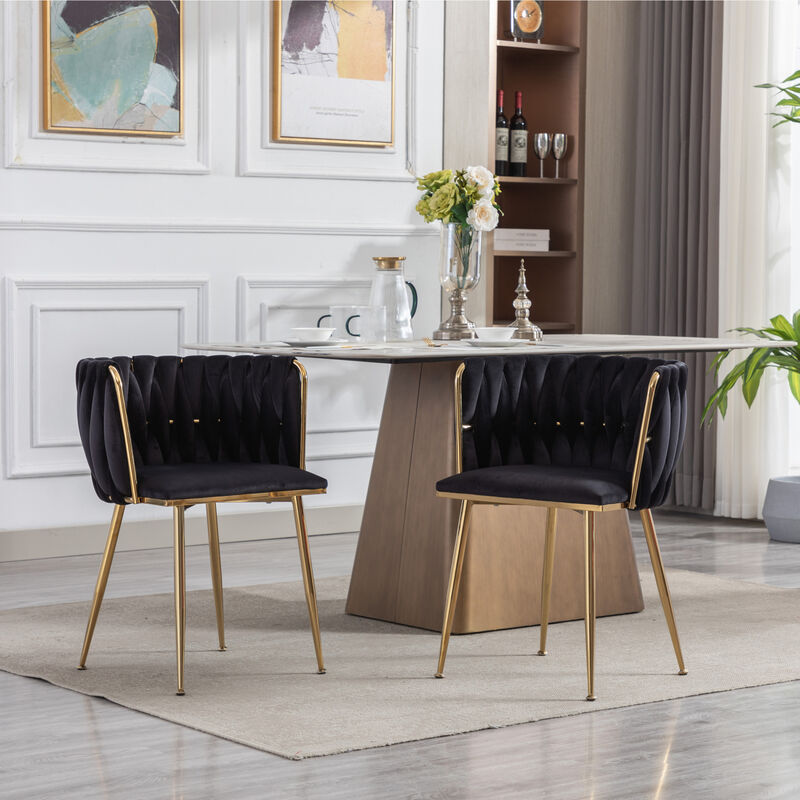 Dining Chair, Thickened Fabric Chairs With Wood Legs, Set Of 2