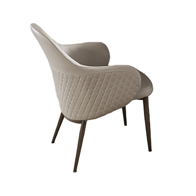 Liy 26 Inch Dining Chair Set of 2, Curved Padded, Tufted Beige Faux Leather - Benzara