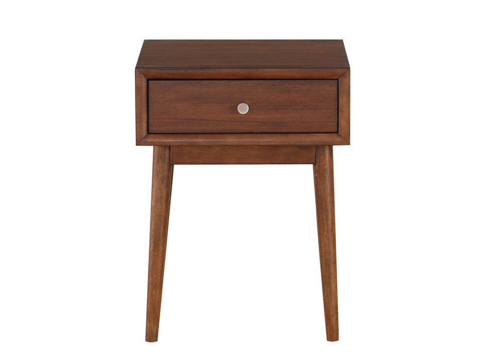 1 Drawer Wooden End Table with Splayed Legs, Walnut Brown-Benzara