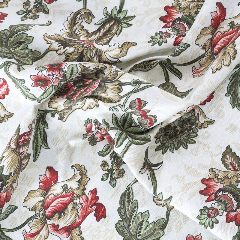Ellis Curtain Madison Floral Design Printed Natural Ground 3" Rod Pocket Tailored Panel Pair