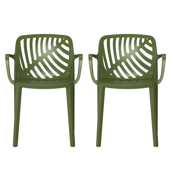 WestinTrends Outdoor Modern Stackable Patio Dining Armchairs (Set of 2)