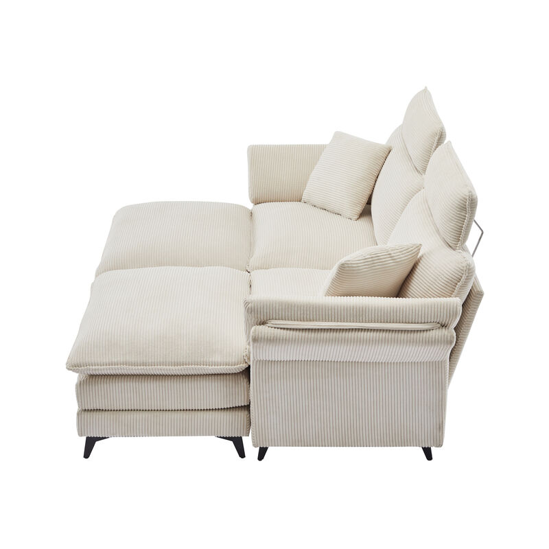 Merax Deep Seat Corduroy Upholstered Sectional Sofa