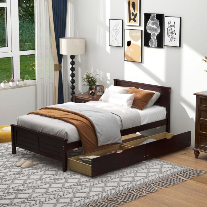 Hivvago Twin Size Bed Frame with Storage Drawers