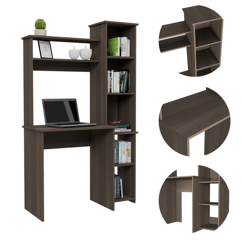 Versailles Writintg Desk, Two Superior Shelves, Five Cubbies - Smokey Oak
