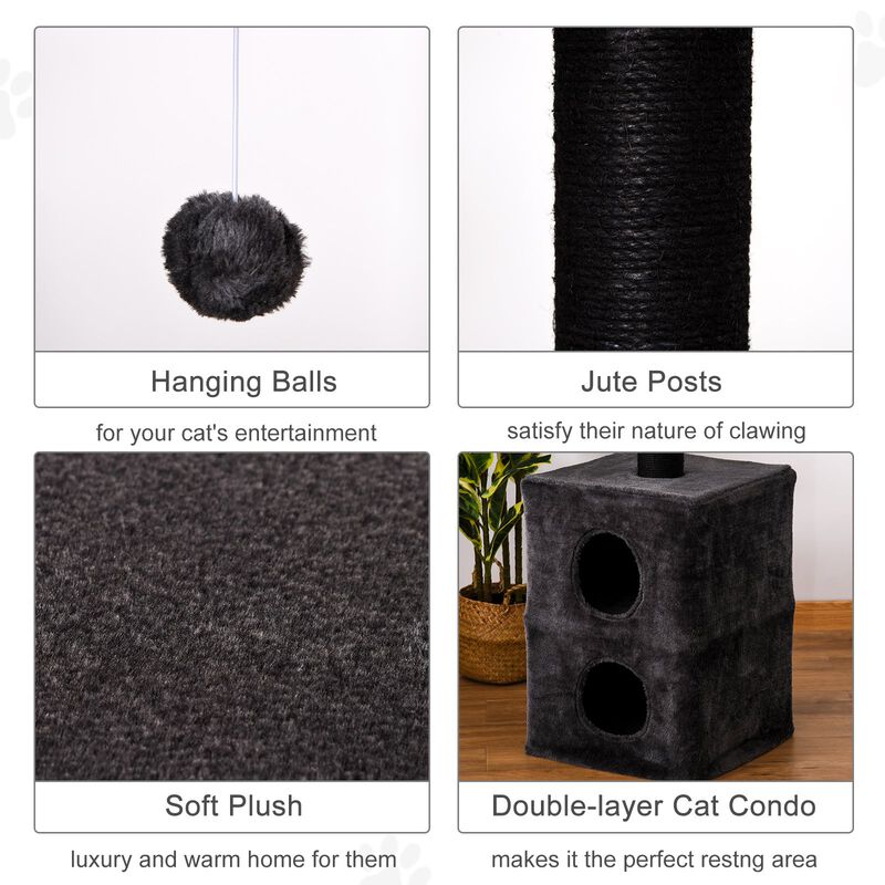Grey Cat Palace: Adjustable 82.75"-94.5" Floor to Ceiling Activity Tree