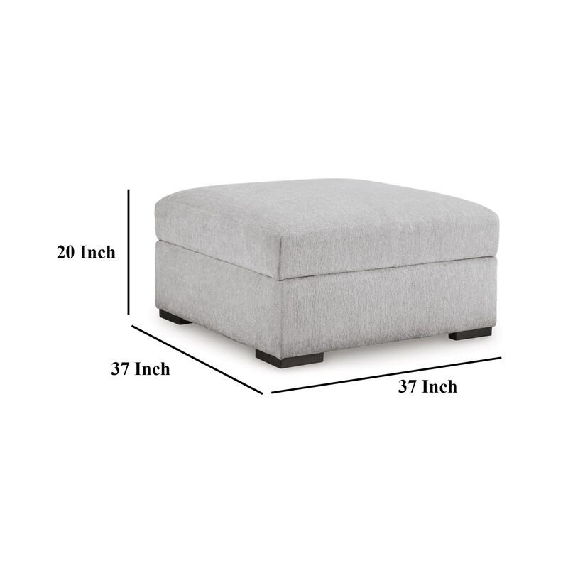 Gaby Low Profile Ottoman with Storage, Locking Wheels, Gray 37 Inch - Benzara