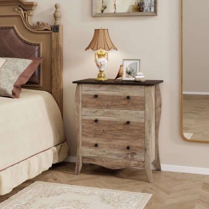 Dresser for Bedroom with 3 Folding Fabric Drawers and Anti-Tipping Kit for Safe Storage