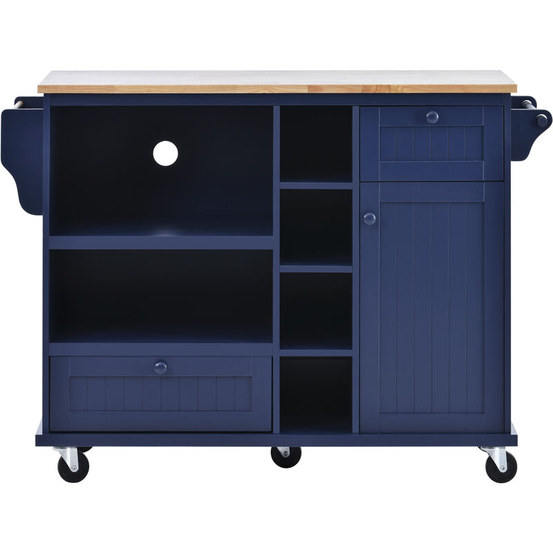 Streamdale Solid Wood Kitchen Island Cart with Cabinet