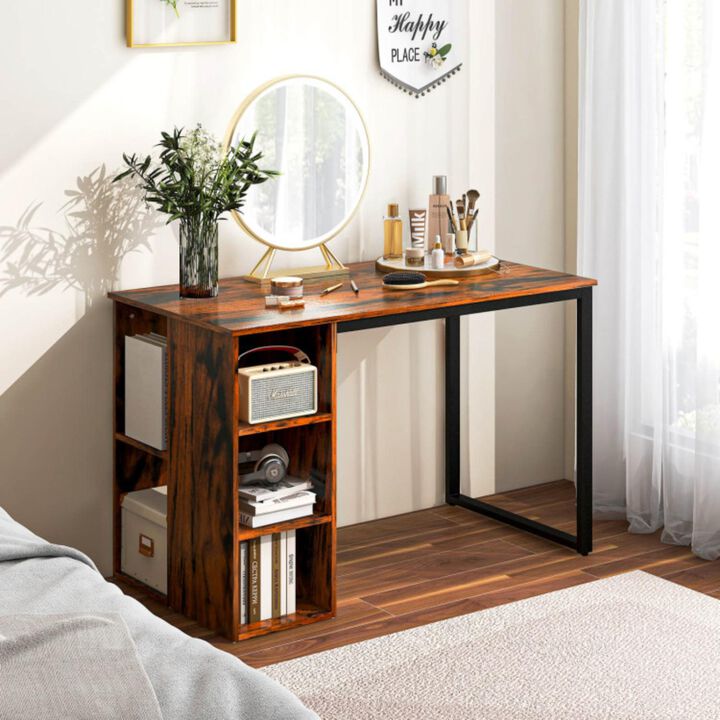 Hivvago Computer Desk with 5 Side Shelves and Metal Frame