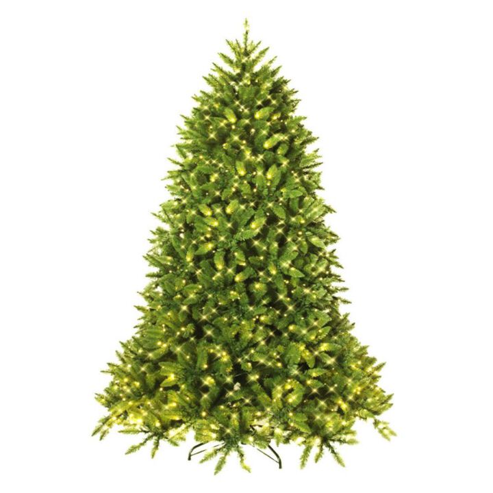 Hivvago 7.5 Feet Artificial Fir Christmas Tree with LED Lights and 1968 Branch Tips