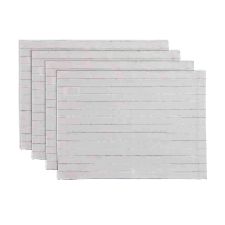 Solino Home 100% Pure Linen Placemats 14 x 19 Inch Set of 4 | Pinstripe