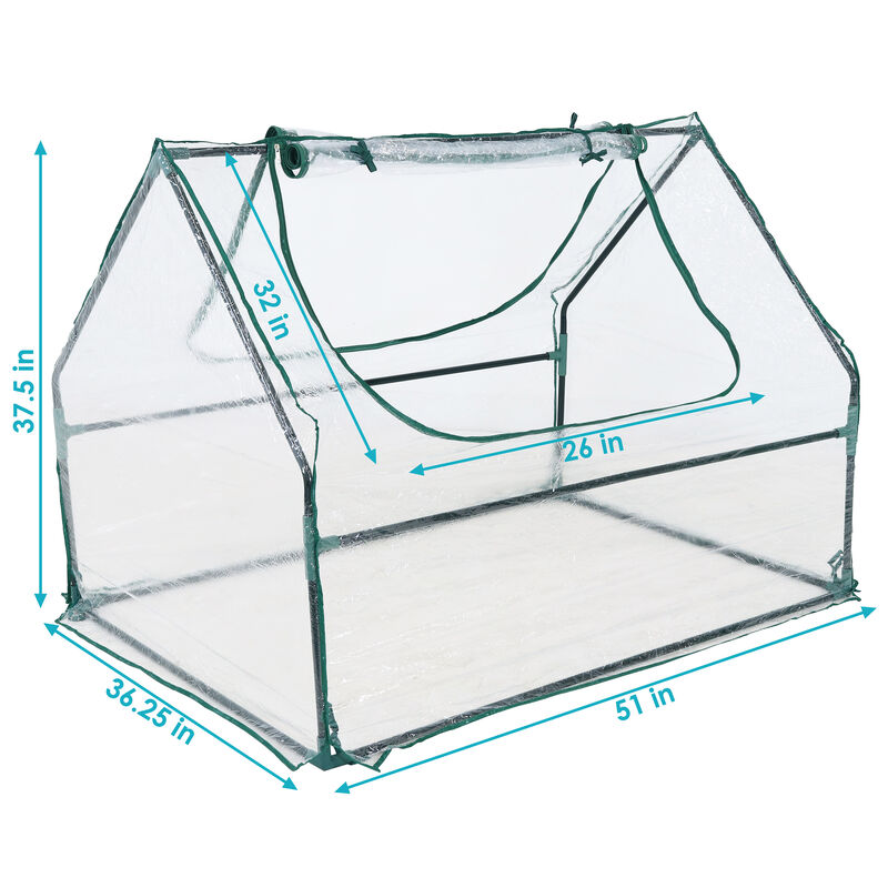 Sunnydaze 4 x 3 ft Iron PVC Panel Mini Greenhouse with 2 Doors - Clear