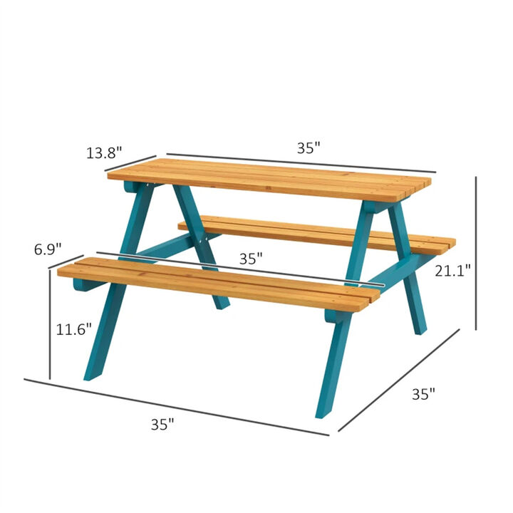 Outdoor Wooden Picnic Table for Kids – Durable Design with Seating