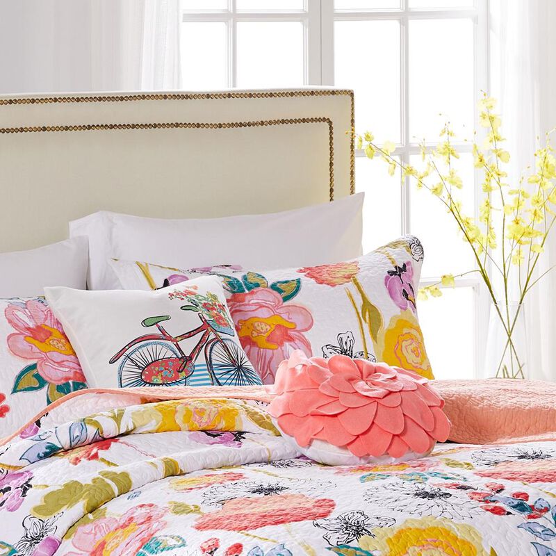 Greenland Home Watercolor Dream Quilt and Pillow Sham Set - 5-Piece - 90x90"