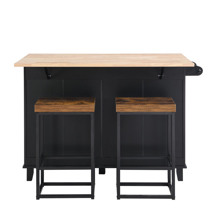 Streamdale Farmhouse Kitchen Island Set With Storage and Seating