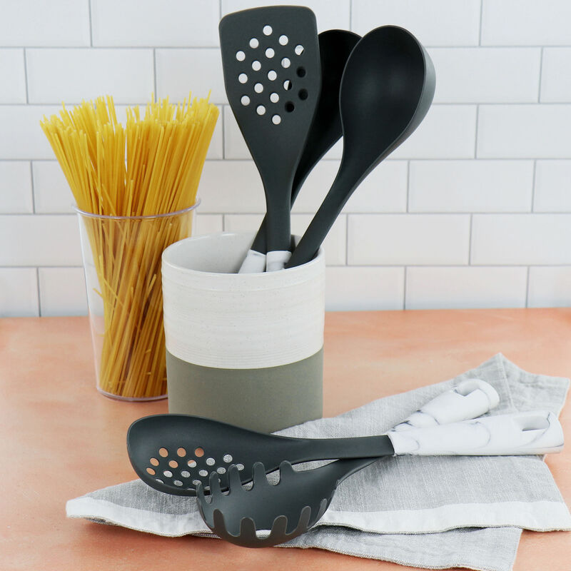 Oster 5 Piece Nylon Kitchen Tool Set in White Marble