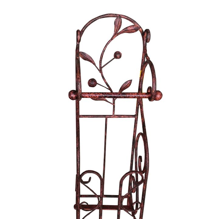 Benzara Classic Free standing Metal Toilet Paper Holder, Bronze-Benzara