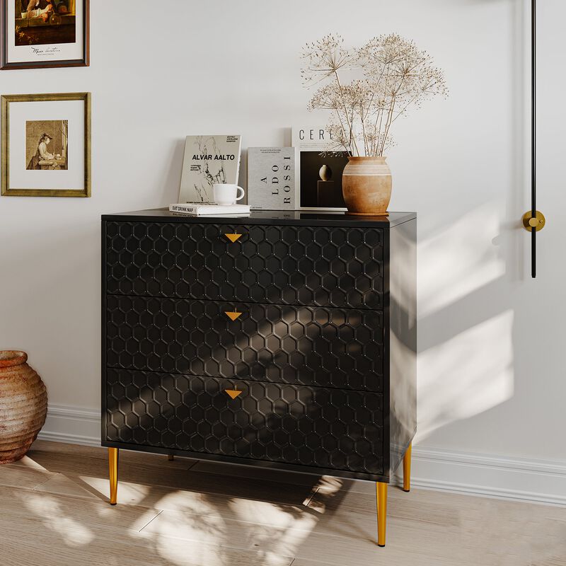 White Accent Storage Cabinet with 3-Drawer Chest