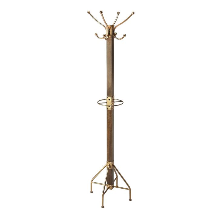 Butler Specialty Company Logan Square Wood & Antique Coat Rack/Tree, Medium Brown