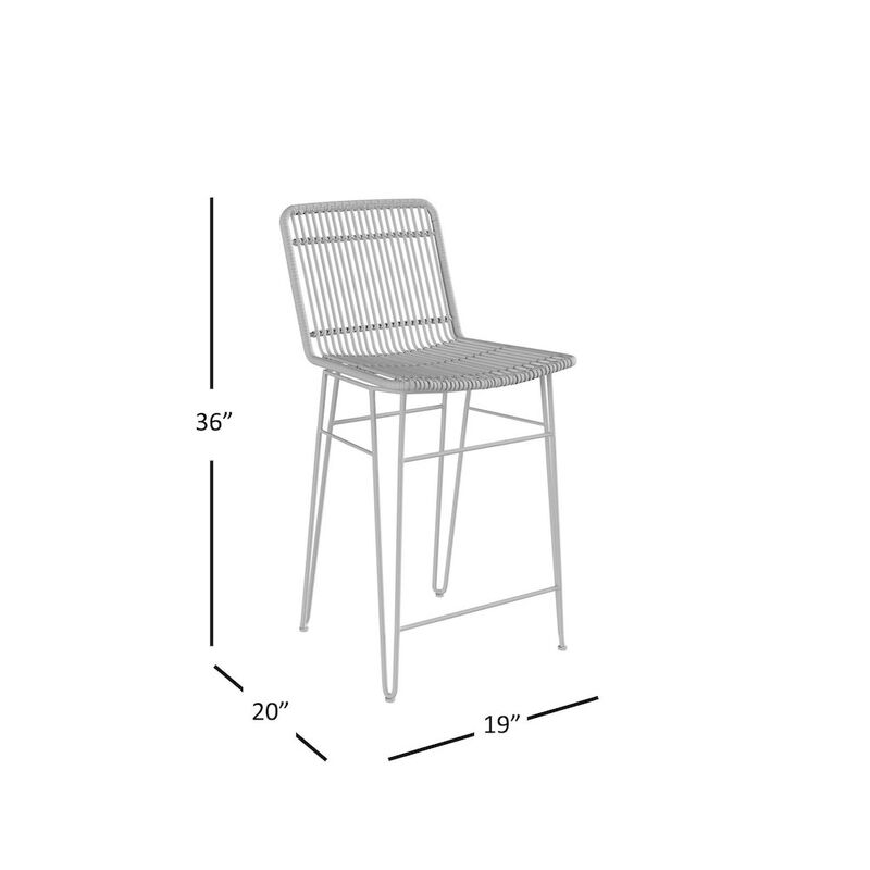 Jofran Weaver Hairpin Modern Global Rattan Counter Barstool (Set of 2)