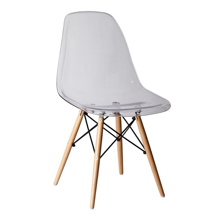 Louie 21 Inch Modern Side Chair, Wood Finished Legs, Translucent Seating-Benzara