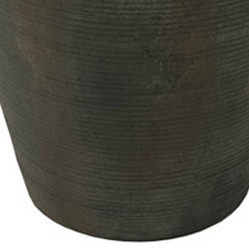 Leyn 15 Inch Antique Flower Vase, Urn Shaped Home Decor Piece, Gray Ceramic - Benzara
