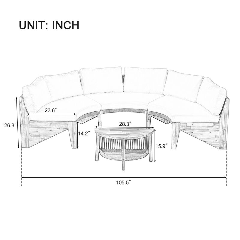 Merax  Modern Outdoor Seating Sofa Set with Table