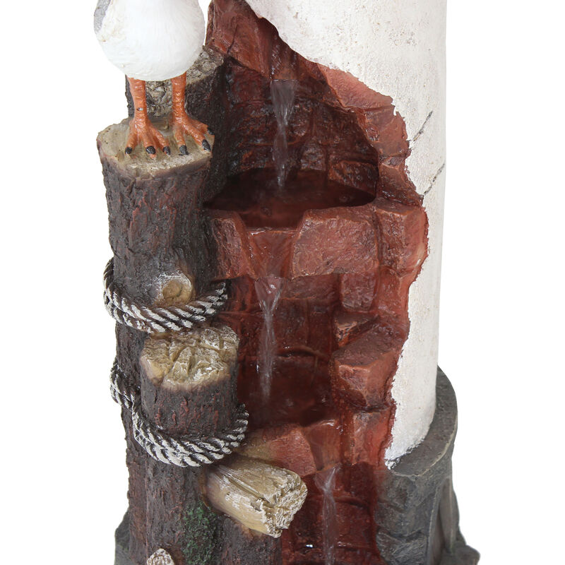 Sunnydaze Gull's Cove Lighthouse Water Fountain with LED Lights - 36 in