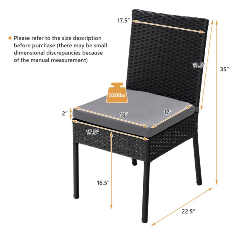 Hivvago Set of 4 Patio Rattan Wicker Dining Chairs Set with Soft Cushions-Black