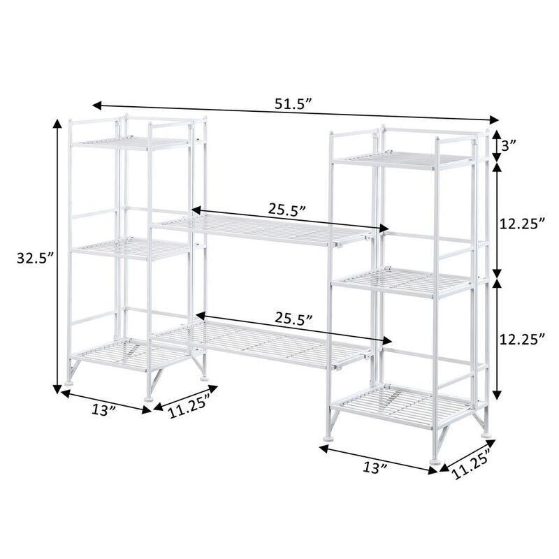 Convenience Concepts Xtra Storage 3 Tier Folding Metal Shelves with Set of 2 Extension Shelves